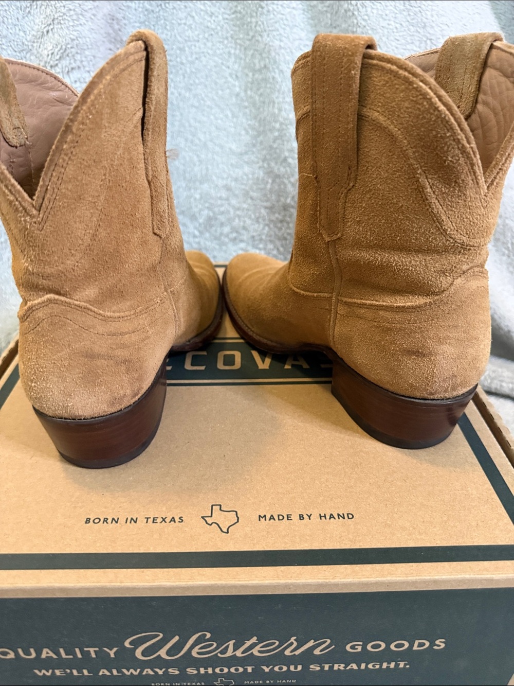 Tecovas 7.5 Tan Suede Western Ankle Boots - Picture 3 of 5